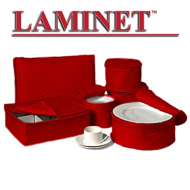 Product Cover LAMINET 6 Piece Quilted Dinnerware Storage Starter Set - Includes 4 Plate Cases, 1 Cup Case & Platter Case - RED