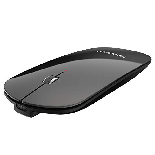 Product Cover FENIFOX Bluetooth Mouse Slim Mini Whisper-Quiet Flat Portable Wireless Mice Rechargeable Compatible with Laptop,PC,Tablet Android Windows XP(Black)