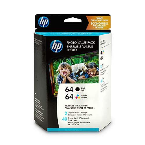 Product Cover HP 64 | 2 Ink Cartridges with Photo Paper | Black, Tri-color | N9J90AN, N9J89AN
