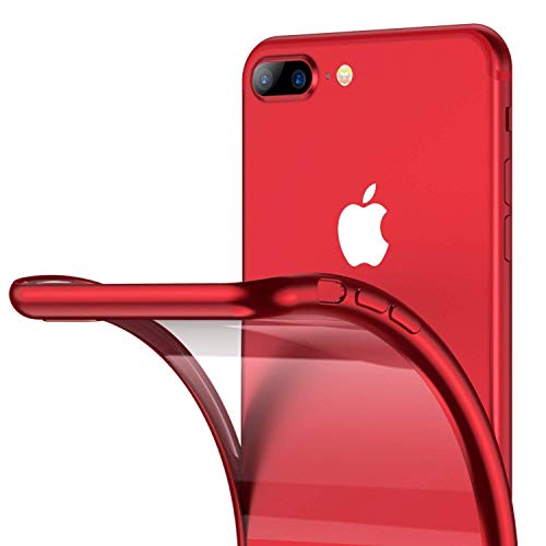 Product Cover RANVOO iPhone 8 Plus Case, iPhone 7 Plus Case, Clear Soft Slim Fit Thin Case with Premium Flexible Chrome Bumper and Transparent TPU Back Plate Gel Cover for Apple iPhone 8 Plus / 7 Plus (Crystal Red)