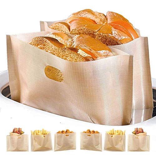 Product Cover Non Stick Toaster Bags Reusable and Heat Resistant Easy to Clean,Perfect for Sandwiches Pastries Pizza Slices Chicken Nuggets Fish Vegetables Panini & Garlic Toast (4)