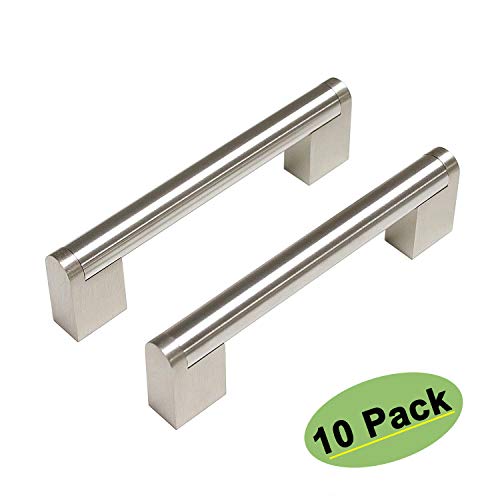 Product Cover homdiy 96mm Cabinet Pulls Modern - HDJ14SN Kitchen Cabinet Handles Brushed Nickel Drawer Pulls 10 Pack Cupboard Handles Cabinet Door Handles for Kitchen Cabinets