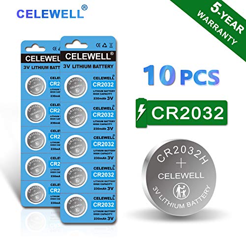 Product Cover 【5-Year Warranty】 CELEWELL 10 Pack CR2032 Battery CR2032H 230mAh 3 Volt Lithium Battery 2032 ECR2032 Coin Button Cell