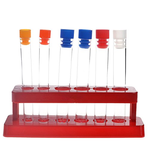Product Cover HONBAY Set of 6 Assorted Color Cap Plastic Test Tube Set and Rack Scientific Experiment Toys for Children