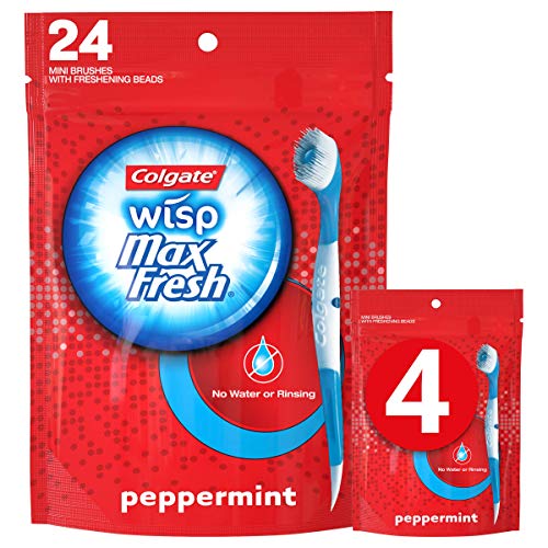 Product Cover Colgate Max Fresh Wisp Disposable Mini Travel Toothbrushes, Peppermint - 24 Count (4 Pack)