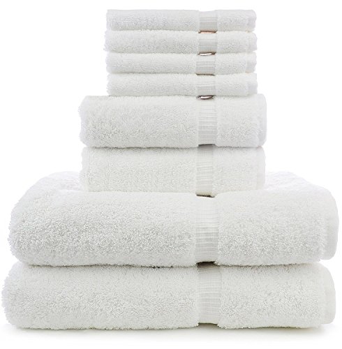 Product Cover 8 Piece Turkish Luxury Turkish Cotton Towel Set - Eco Friendly, 2 Bath Towels, 2 Hand Towels, 4 Wash Clothes by Turkuoise Turkish Towel (White)