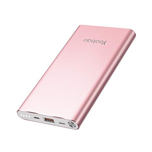 Product Cover Yoobao Portable Charger 10000mAh Slim Power Bank Powerbank External Cell Phone Battery Backup Charger Battery Pack with Dual Input Compatible iPhone X 8 7 Plus Android Samsung Galaxy More - Rose Gold