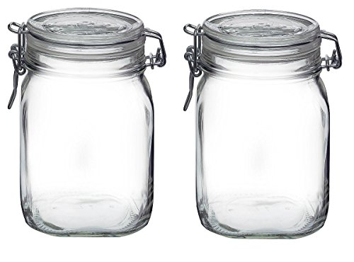 Product Cover Bormioli Rocco Fido Italian Clear Glass Canning Jar with 85 mm Gasket, 1 Liter (Pack of 2)