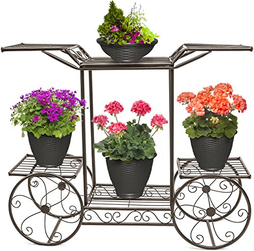 Product Cover Sorbus Garden Cart Stand & Flower Pot Plant Holder Display Rack, 6 Tiers, Parisian Style - Perfect for Home, Garden, Patio (Bronze)