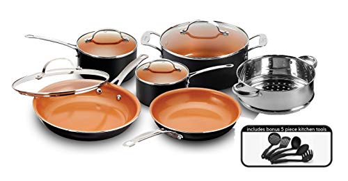Product Cover Gotham Steel 15-Piece Titanium and Ceramic Nonstick Copper Frying Pan and Cookware Set - Includes 5 Utensils