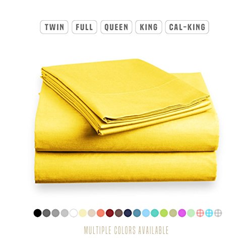 Product Cover Luxe Bedding Sets - Microfiber Twin Sheet Set 3 Piece Bed Sheets, Deep Pocket Fitted Sheet, Flat Sheet, Pillow Case Twin Size - Bright Yellow