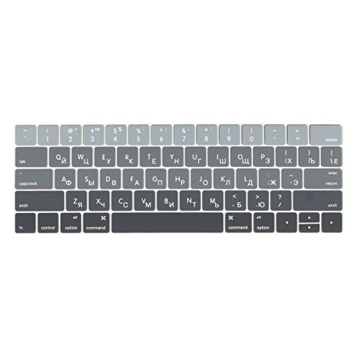 Product Cover Batianda Russian Keyboard Cover Skin for MacBook Pro 13 15 inch 2019 2018 2017 & 2016 Premium Ombre Color Waterproof Silicone Keyboard Protector Model:A1989 / A1990 with Touch Bar (Grey Gradient)