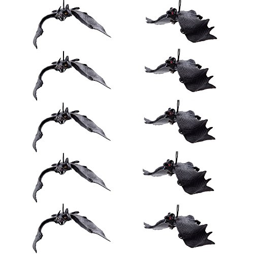 Product Cover XONOR Set of 10 Halloween Décor Realistic Looking Spooky Hanging Bats for Best Halloween Party Favors and Decoration