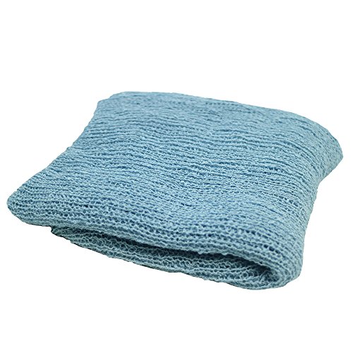 Product Cover Newborn Photography Wrap Stretchy Baby Shoot Props KNITTED Blue Poser Swaddle Blanket