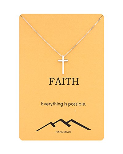 Product Cover Zealmer Silver Cross Necklace Gift Religious Crucifix Pendant Necklace Faith Reminder Card for Women