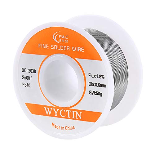 Product Cover WYCTIN 60-40 Tin Lead Rosin Core Solder Wire for Electrical Soldering and DIY 0.0236 inches(0.6mm) 0.11lbs