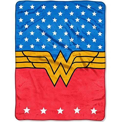 Product Cover DC Comics DC Wonder Woman 46x60 Plush Throw Blanket, 46Wx60L, Blue, Red, White, Yellow