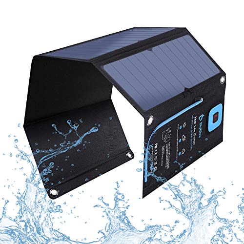 Product Cover BigBlue 5V 28W Solar Charger with Digital Ammeter, Waterproof Foldable Solar Panels with Dual USB Ports Compatible with iPhone Xs/XS Max/XR/X/8/7S, iPad Air 2, Galaxy S8/S7/S6/Edge, LG, Nexus etc.