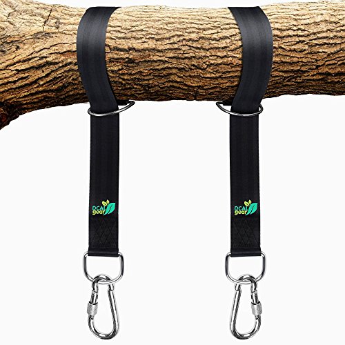 Product Cover Best Tree Swing Hanging Kit - Easy 30 Sec Install on Outdoor Toys - Two 5 ft Tree Straps Hold 2000 lb - Safe, Large Carabiners & D Rings - Fits Hammocks & Most Swing Seats - Better Than Chain or Rope!
