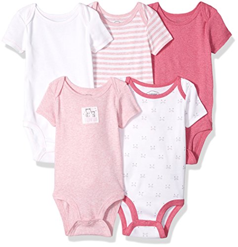 Product Cover Lamaze Organic Baby Baby Pure Organic Cotton Girls Shortsleeve Bodysuits, 5 Pack, Pink, 6M