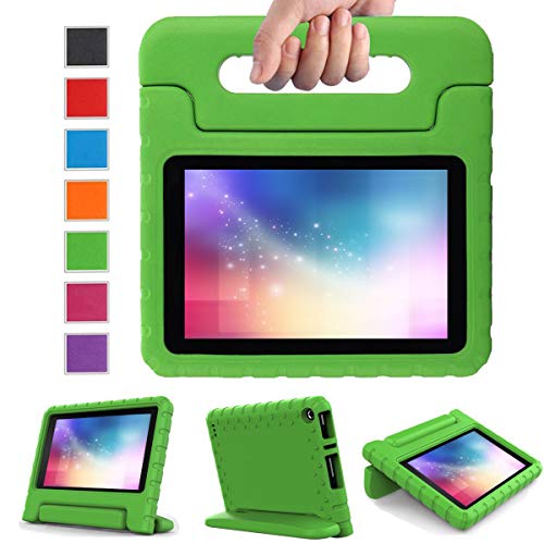 Product Cover LTROP Case for Fire 7 - Shock Proof Light Weight Kids Case Super Protection Cover Convertible Handle Stand Case for Fire 7 inch Display Tablet (7th Generation - 2017 Release), Green