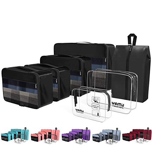 Product Cover YAMIU Packing Cubes 7-Pcs Travel Organizer Accessories with Shoe Bag and 2 Toiletry Bags(Black)