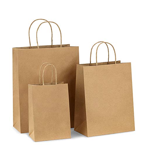 Product Cover BagDream Kraft Paper Bags 5x3x8& 8x4.25x10& 10x5x13 25 Pcs Each, Gift Bags, Kraft Bags,Shopping Bags with Handles, Paper Shopping Bags, Craft Bags, Merchandise Bags, 100% Recyclable Paper