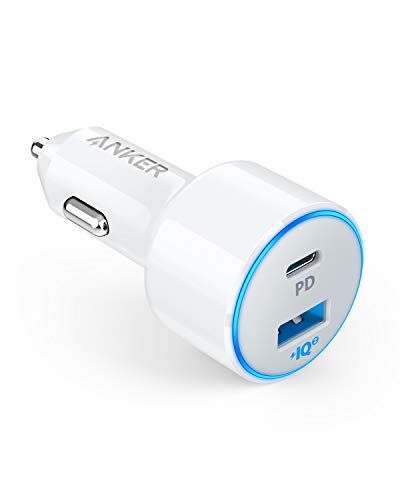 Product Cover USB C Car Charger, Anker 49.5W PowerDrive Speed+ 2 Car Adapter with One 30W PD Port for MacBook Pro/Air 2018, iPad Pro, iPhone XS/Max/XR/X/8, S10/S9, and One 19.5W Fast Charge Port for S8 and More