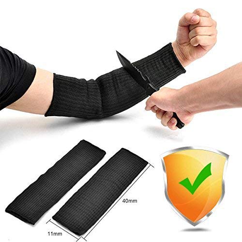 Product Cover Arm Protection Sleeve, Kevlar Sleeve Cut Resitant 40cm Burn Resistant Anti Abrasion Safety Arm Guard for Garden Kitchen Yark Work 1 Pair (Black)
