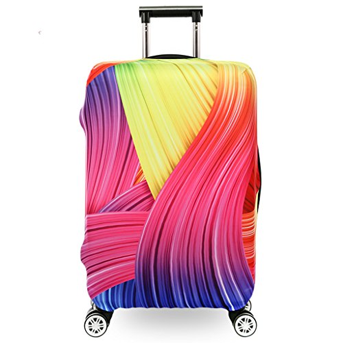 Product Cover Fvstar Luggage Cover Washable Dustproof Travel Suitcase Cover Spandex Elastic Luggage Protector TSA Approved Baggage Protective Cover,Rainbow