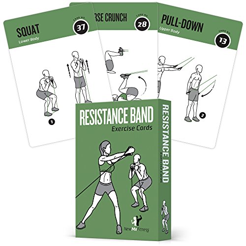 Product Cover Resistance Band Tube Exercise Cards - Extra Large with 6 Effective Home Workouts : Large, Durable & Waterproof with Diagrams and Instructions : Simple Fitness Guide for Men & Women : 62 Cards