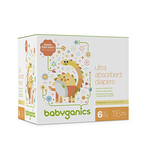 Product Cover Diapers, Size 6, 116 ct, Babyganics Ultra Absorbent Diapers, Packaging May Vary
