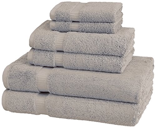Product Cover AmazonBasics Pinzon Organic Cotton Towels 6 Piece Set, Marble Grey