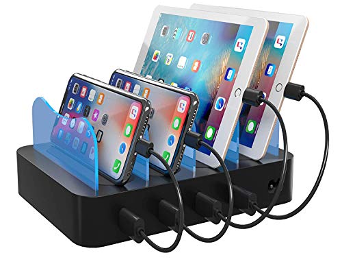 Product Cover Hercules Tuff Charging Station for Multiple Devices 2-in-1 Device Organizer + Charger - 4 USB Ports (Short Cables Included)