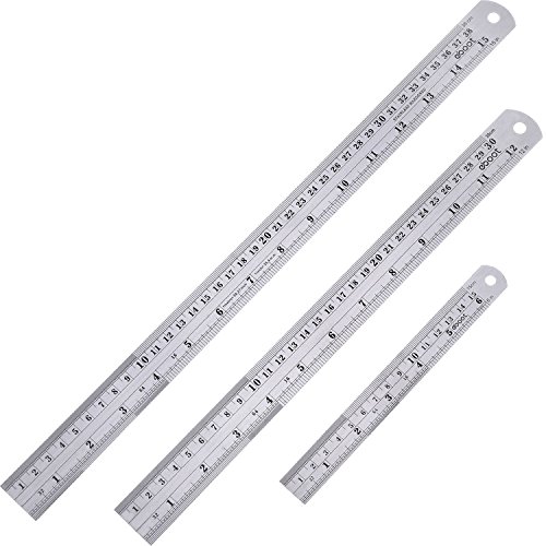 Product Cover eBoot Stainless Steel Ruler Metal Ruler with Conversion Table, 15 Inch, 12 Inch and 6 Inch