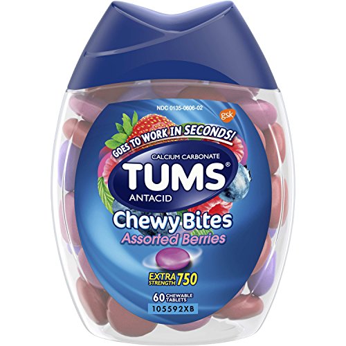 Product Cover TUMS Chewy Bites Assorted Berries Antacid Hard Shell Chews for Heartburn Relief, 60 count