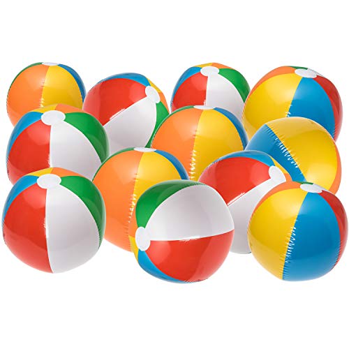 Product Cover NJ Novelty Large Inflatable Beach Balls 20 Inch, Pack of 12 Rainbow Colored for Pool Party, Summer Water Fun and Birthday Parties - Bulk Pack for Adults and Children