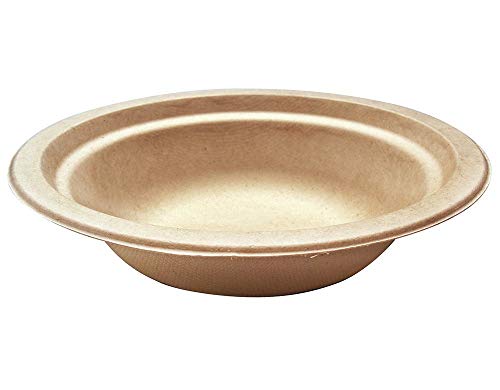 Product Cover [100 Count] 12 oz Round Disposable Bowls - Natural Sugarcane Bagasse Bamboo Fibers Sturdy Twelve Ounce Compostable Eco Friendly Environmental Paper Bowl Alternative 100% by-Product Tree Plastic Free