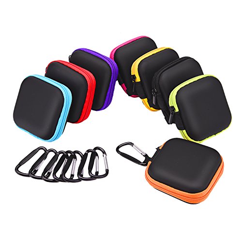 Product Cover Sunmns 8 Pieces in Ear Bud Earphone Headset Headphone Case Mini Storage Carrying Pouch Bag with Carabiners