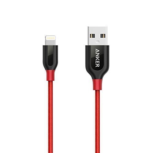 Product Cover Anker Powerline+ Lightning Cable (3ft) Durable and Fast Charging Cable [Double Braided Nylon] for iPhone 11/11 Pro/11 Pro Max/X/XR/XS/8/8 Plus, iPad and More(Red)