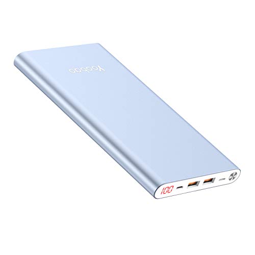 Product Cover Yoobao 20000mAh Power Bank Mobile Phone Charger External Battery Pack Battery Backup Cell Phone (Dual Input, Dual USB Output) Compatible iPhone 11 Xs Xr X 8 7 Plus, iPad, Samsung and More - Blue