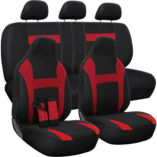 Product Cover OxGord Car Seat Cover - Red/Black fits Car, Truck, Van, SUV - Full Set