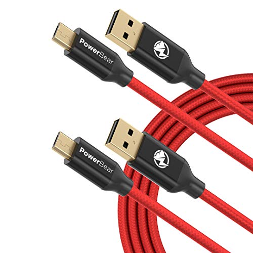 Product Cover PowerBear Micro USB Cable 6ft [2 Pack] Gold Connectors & Braided Nylon | Android Charger Cable