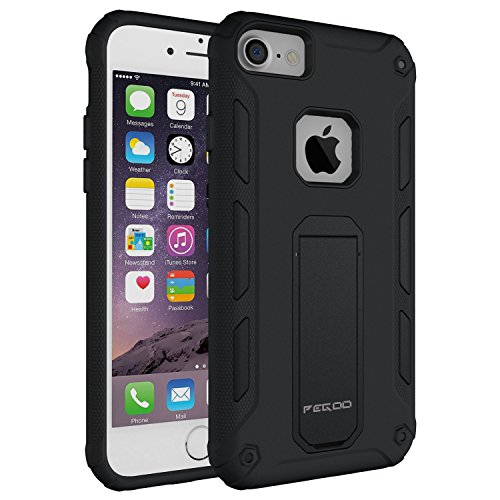 Product Cover Pegoo Case for iPhone 6,[iPhone 8/7/6 /6s Universal Shell] Impact Resistant Heavy Duty Shockproof Rugged Impact Armor Hybrid Kickstand Protective Cover Case for iPhone 8/7 / 6/6s (4.7) (Black)