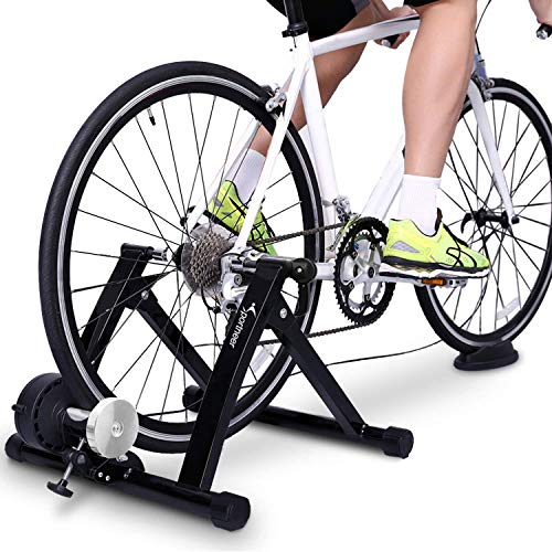 Product Cover Bike Trainer Stand - Sportneer Steel Bicycle Exercise Magnetic Stand with Noise Reduction Wheel