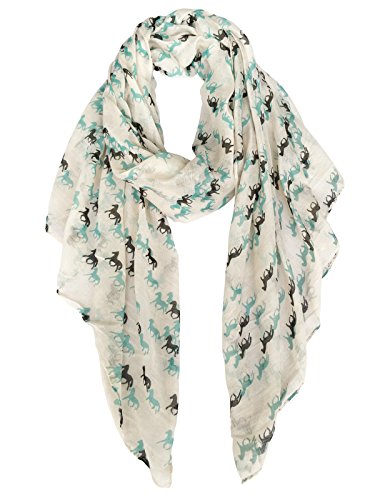 Product Cover Herebuy Cute Horse Print Scarf Fashionable Women Scarves for Winter (Beige02)
