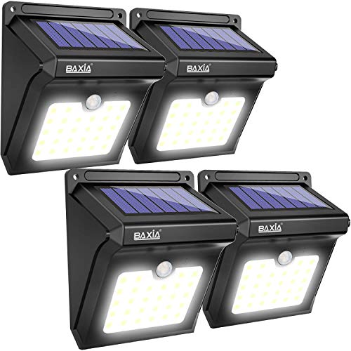 Product Cover BAXIA TECHNOLOGY BX-SL-101 Solar Lights Outdoor 28 LED Wireless Waterproof Security Solar Motion Sensor Lights, (400LM,4 Packs)