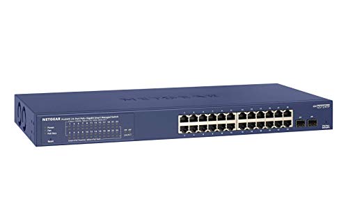 Product Cover NETGEAR 24-Port Gigabit Ethernet Smart Managed Pro PoE Switch (GS724TP) - with 24 x PoE+ @ 190W, 2 x 1G SFP, Desktop/Rackmount, and ProSAFE Limited Lifetime Protection