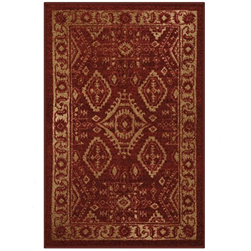 Product Cover Maples Rugs 2'6 x 3'10 Non Skid Hallway Entry Rugs Accents [Made in USA] for Kitchen and Entryway, Red/Gold