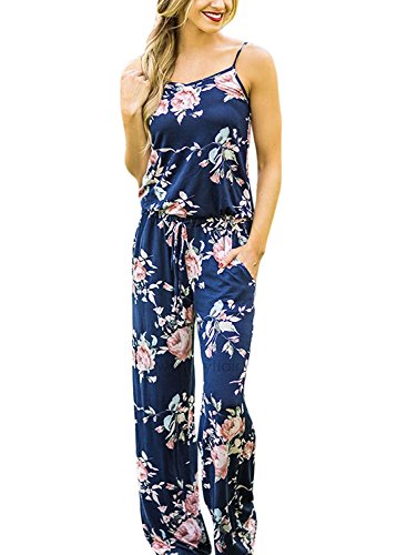 Product Cover AMiERY Women's Floral Printed Jumpsuits Solid Rompers Casual Comfy Striped Jumpsuit with Pockets